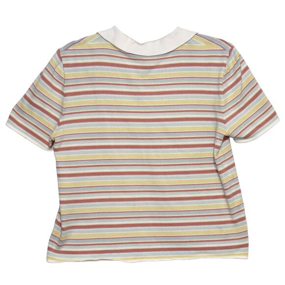 MaxMara Weekend Made in Italy Striped Pastel Knit Short Sleeve Crop Top XL - Picture 3 of 6